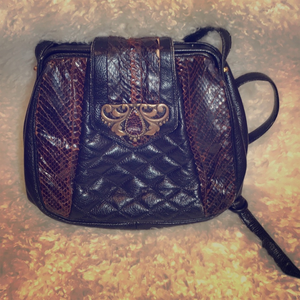 VINTAGE BROWN TEXTURED OVER THE SHOULDER BAG
